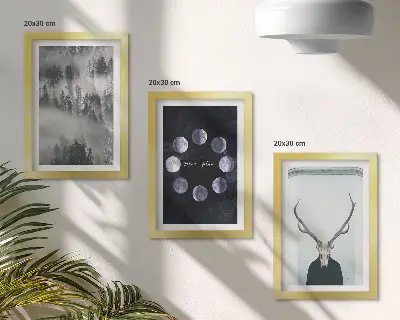 3-piece wall art set forest landscape featuring fog, moon phases, and a deer skull