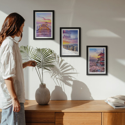 3-piece wall art set Romantic landscapes with picturesque skies
