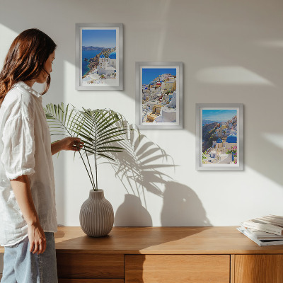 Photo frame wall Landscape architecture views of the city of Oia Santorini Greece