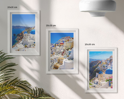 Photo frame wall Landscape architecture views of the city of Oia Santorini Greece