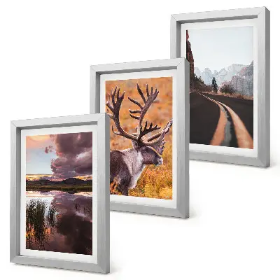 3-Piece Mountain Landscape Wall Art Set featuring reindeer, a winding road, and scenic nature views