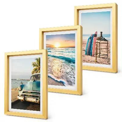 3-piece wall art set featuring a Miami sunset view over the sea