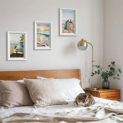 3-piece wall art set featuring a Miami sunset view over the sea