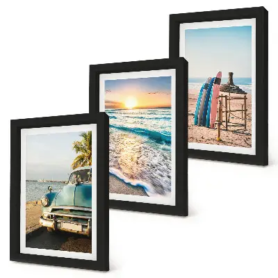 3-piece wall art set featuring a Miami sunset view over the sea