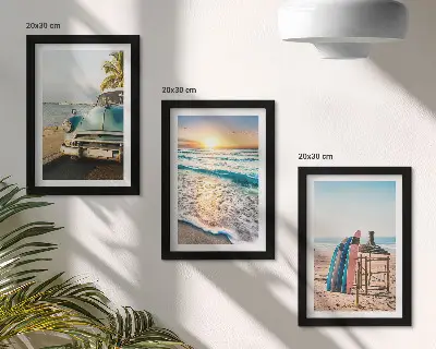 3-piece wall art set featuring a Miami sunset view over the sea