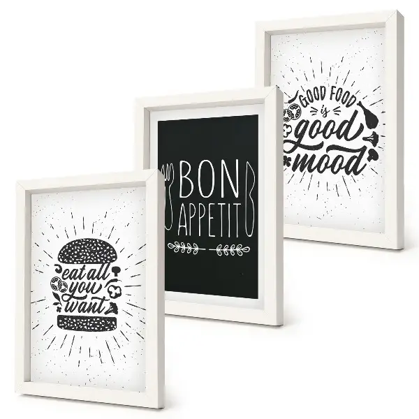 Photo frame wall gallery set with food and culinary slogans