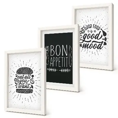 Photo frame wall gallery set with food and culinary slogans