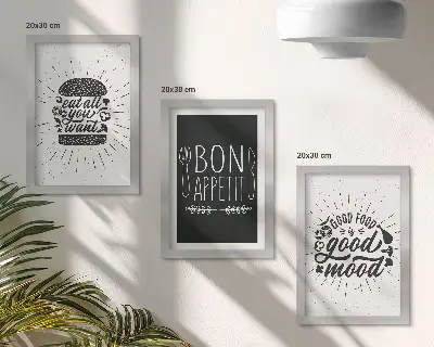 Photo frame wall gallery set with food and culinary slogans