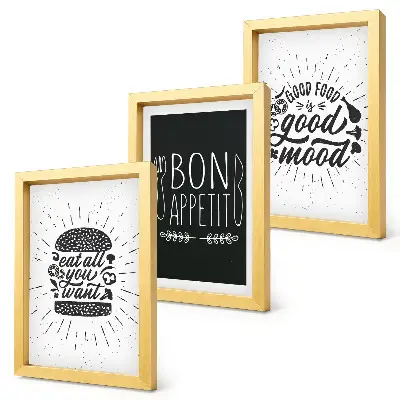 Photo frame wall gallery set with food and culinary slogans
