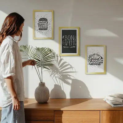 Photo frame wall gallery set with food and culinary slogans
