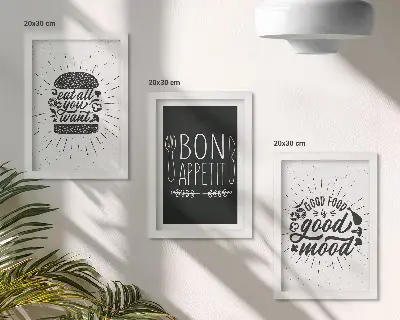 Photo frame wall gallery set with food and culinary slogans