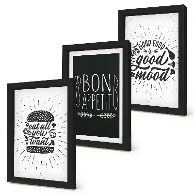 Photo frame wall gallery set with food and culinary slogans