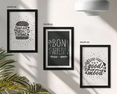 Photo frame wall gallery set with food and culinary slogans