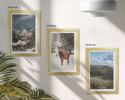 3-piece wall art set Mountains with snow, deer in the forest, landscapes