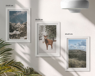 3-piece wall art set Mountains with snow, deer in the forest, landscapes