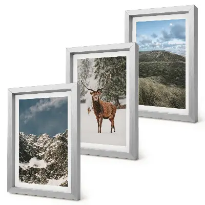 3-piece wall art set featuring snowy mountains and deer in a forest landscape