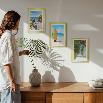 3-piece wall art set Holiday views of the beach, waves and palm trees in the tropics
