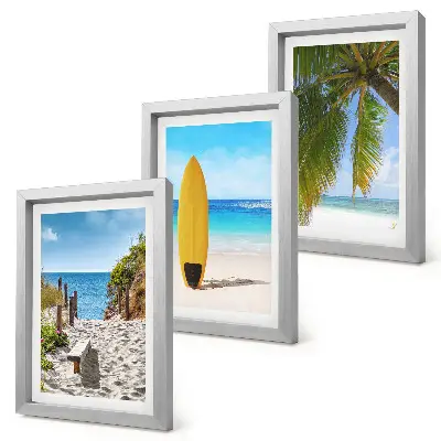 3-piece tropical beach wall art set featuring holiday views of waves and palm trees