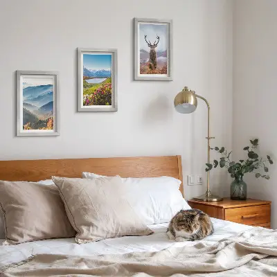 3-Piece Mountain Landscape Wall Art Set featuring a lake and deer in nature
