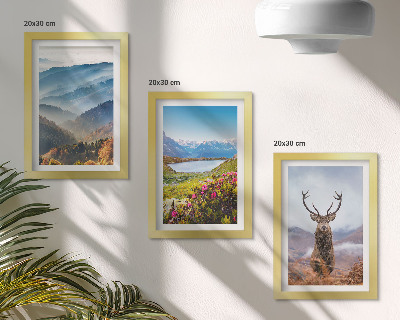 3-piece wall art set Mountain landscapes with a lake and deer in nature