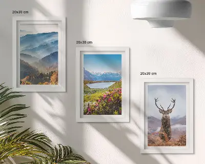 3-Piece Mountain Landscape Wall Art Set featuring a lake and deer in nature