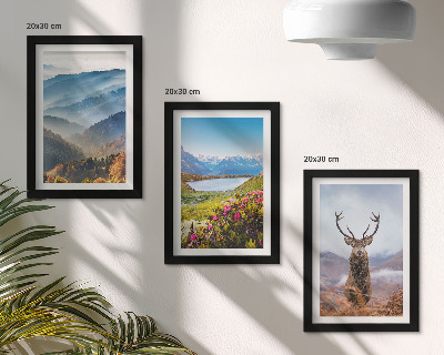 3-piece wall art set Mountain landscapes with a lake and deer in nature