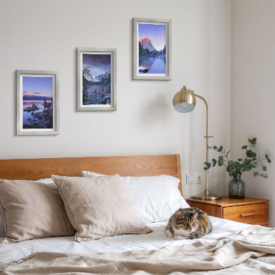 Photo frame wall Mountain landscapes at dusk, water views