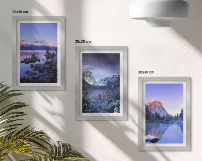 Photo frame wall Mountain landscapes at dusk, water views