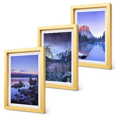 Photo frame wall Mountain landscapes at dusk, water views