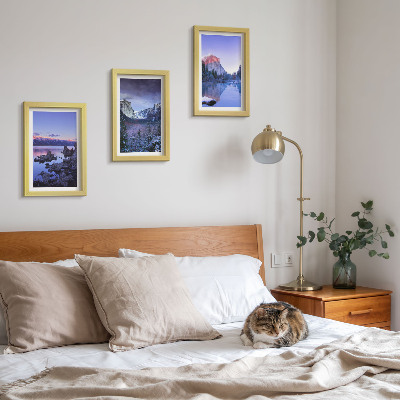 Photo frame wall Mountain landscapes at dusk, water views