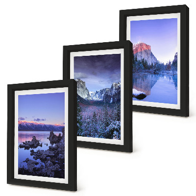 Photo frame wall Mountain landscapes at dusk, water views