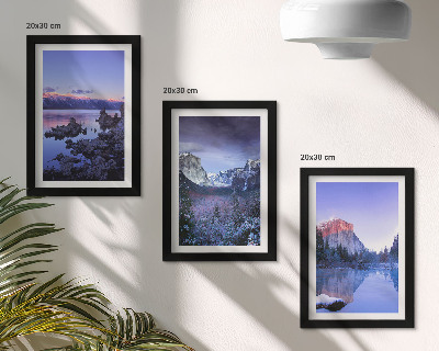Photo frame wall Mountain landscapes at dusk, water views