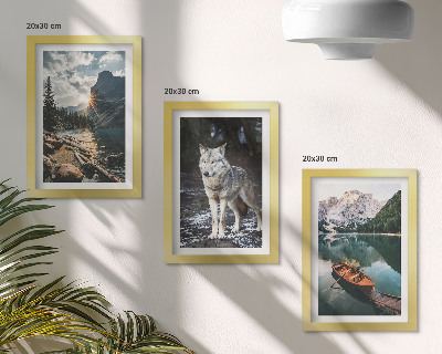 3-piece wall art set Mountains, lakes and a wolf in a natural setting