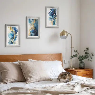 Photo frame wall Blue abstract patterns with delicate accents
