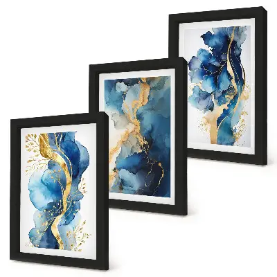 Photo frame wall Blue abstract patterns with delicate accents