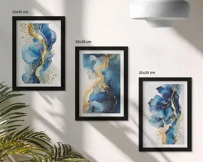 Photo frame wall Blue abstract patterns with delicate accents