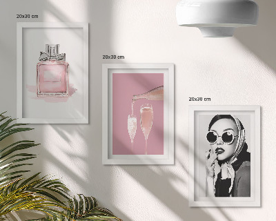 Framed triptych Stylish feminine accessories in shades of pink