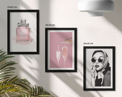 Framed triptych Stylish feminine accessories in shades of pink