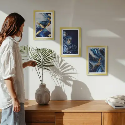 3-piece wall art set Abstract elegant patterns with accents