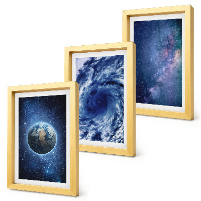 Photo frame wall Earth in space, storm and galaxy of stars