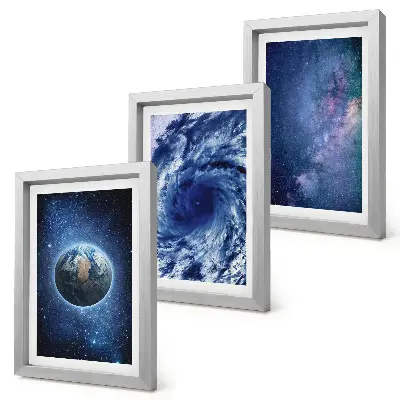 Photo frame wall earth in space with a galactic storm and stars