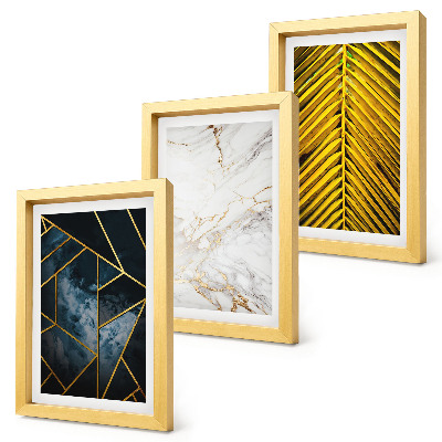 Framed triptych Modern geometric patterns and natural plant motifs