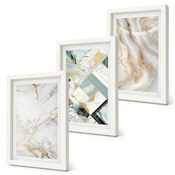 Abstract marble pattern triptych wall art elegant and fashionable framed design