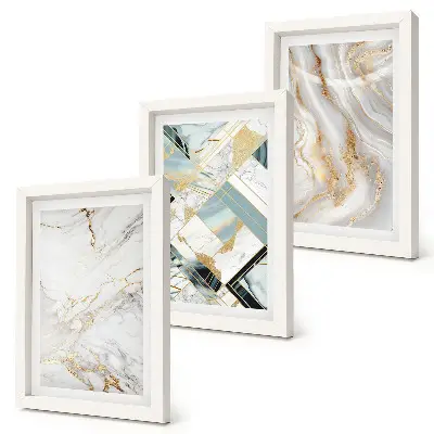 Abstract marble pattern triptych wall art elegant and fashionable framed design