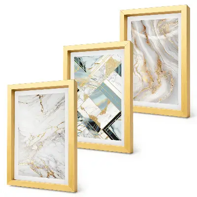 Abstract marble pattern triptych wall art elegant and fashionable framed design