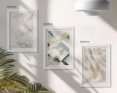 Abstract marble pattern triptych wall art elegant and fashionable framed design