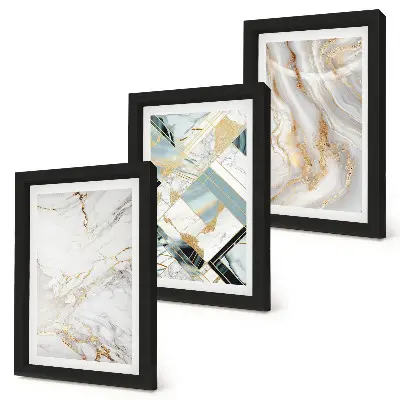 Abstract marble pattern triptych wall art elegant and fashionable framed design
