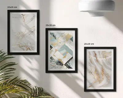 Abstract marble pattern triptych wall art elegant and fashionable framed design