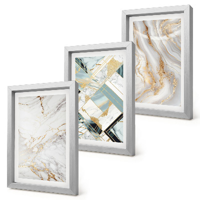 Framed triptych Elegant, fashionable abstract marble patterns
