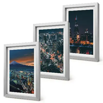 3-piece wall art set Mountain view of the city at night with skyscrapers